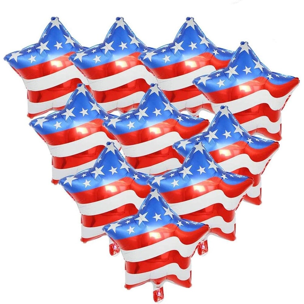 Set of 10 Star Balloons 4th of July Balloon USA American Flag Foil Balloons
